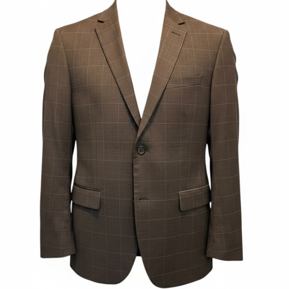 Theory Men's Gray Wool Windowpane Plaid Sport Coat Size 40 Rudolph_CF Macchi